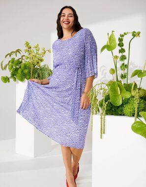 Womens Dress Casual Midi Skirt Floral Long Sleeve Chiffon Cocktail Plus  Size 