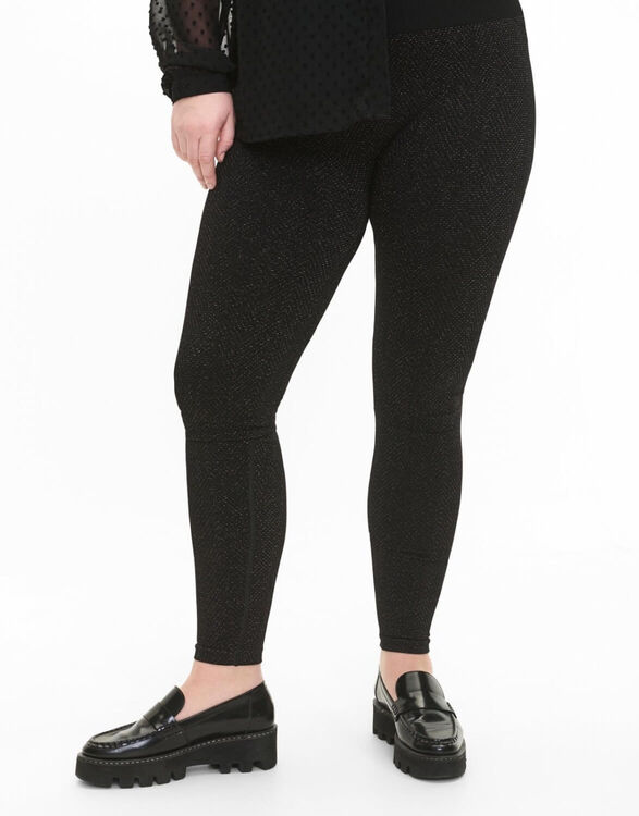 Leggings in cotton with lining - Black - Sz. 42-60 - Zizzifashion