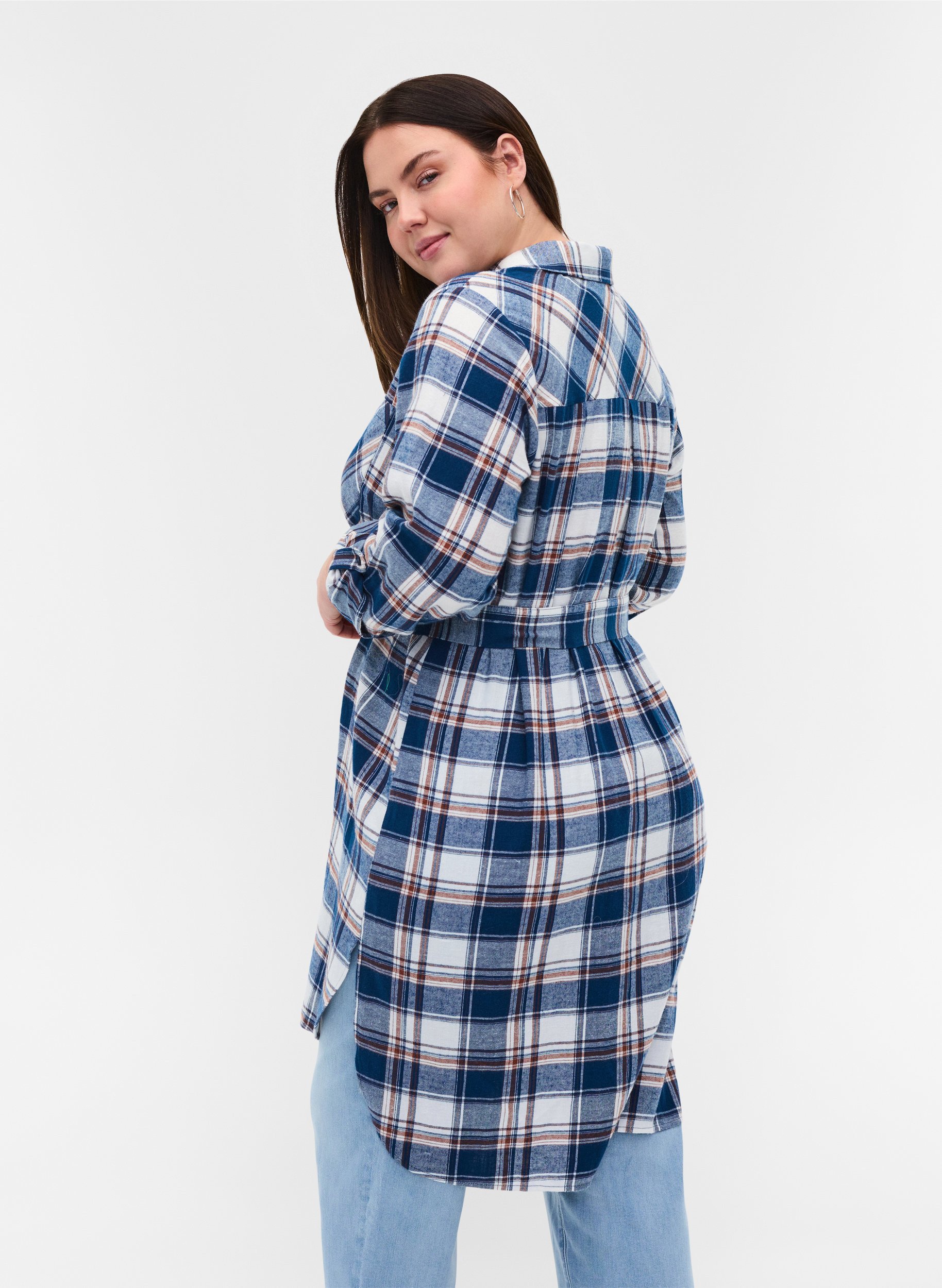 plaid flannel maternity dress