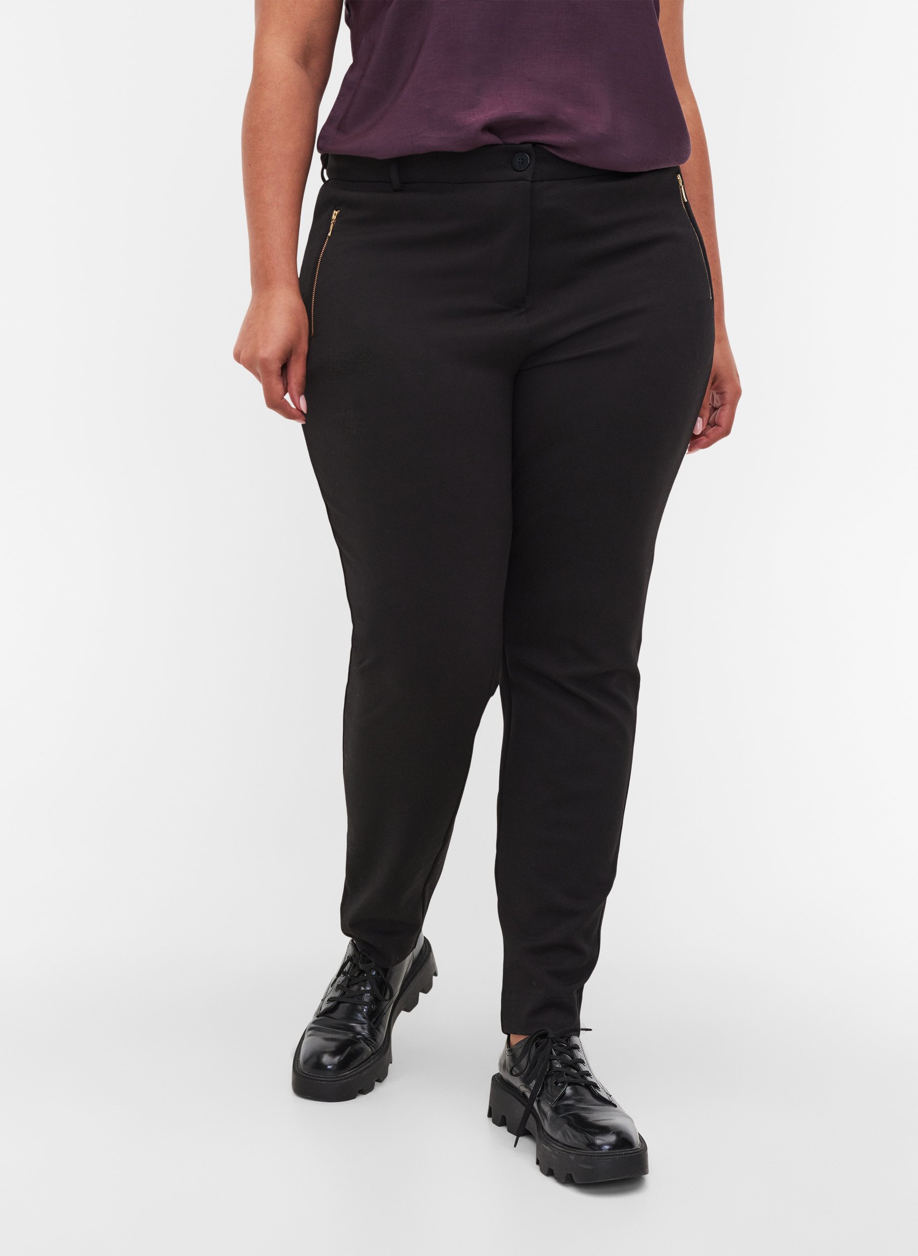 black tight fitted trousers