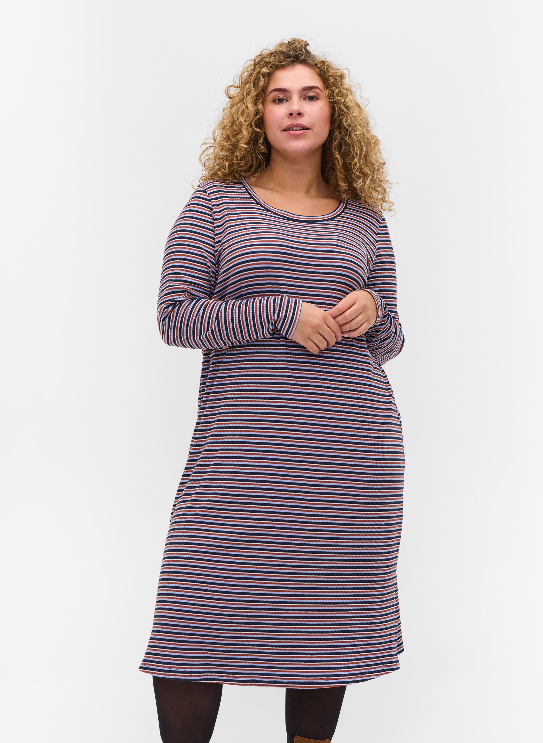 womens navy and white striped dress