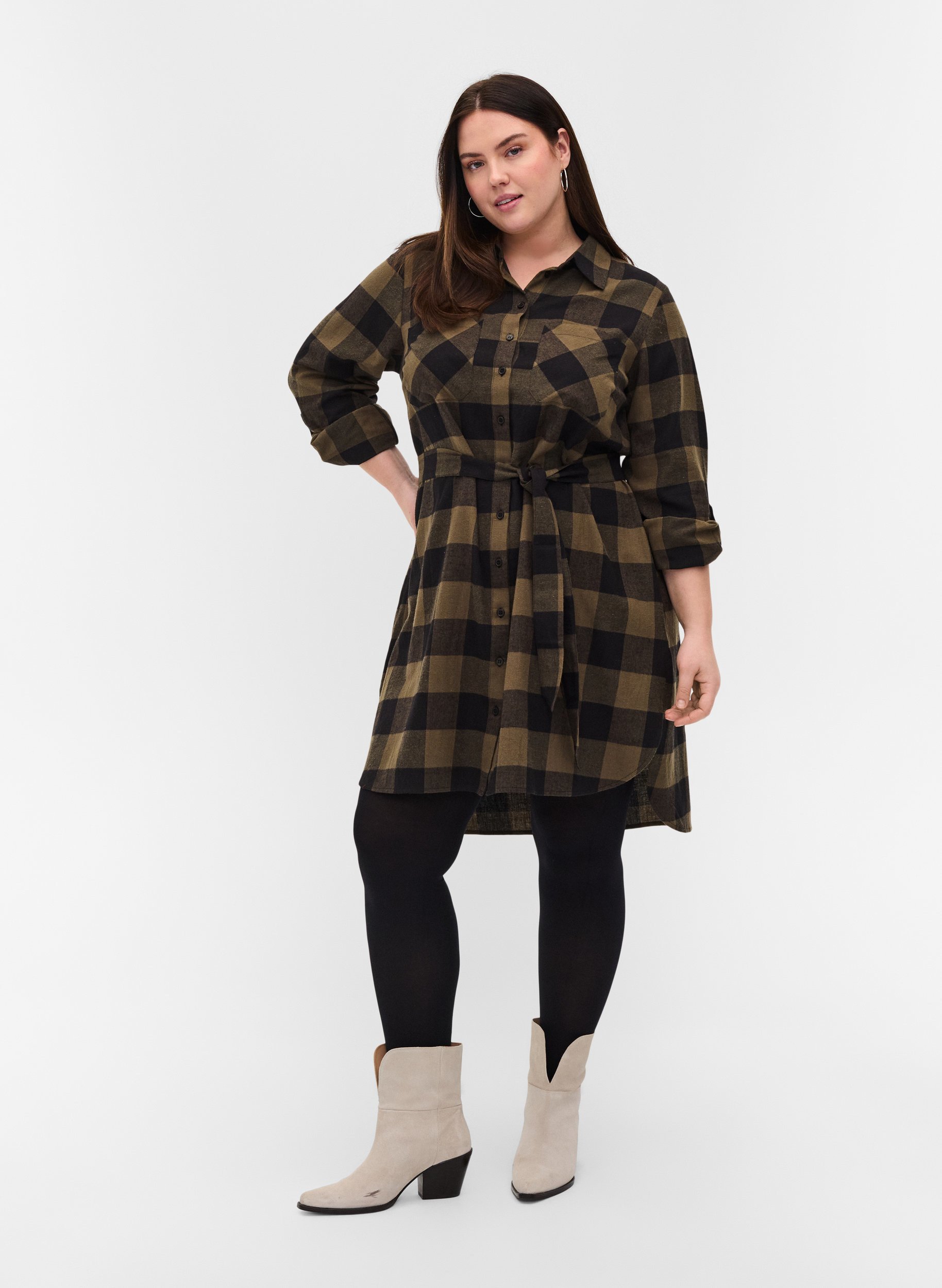 plaid flannel maternity dress