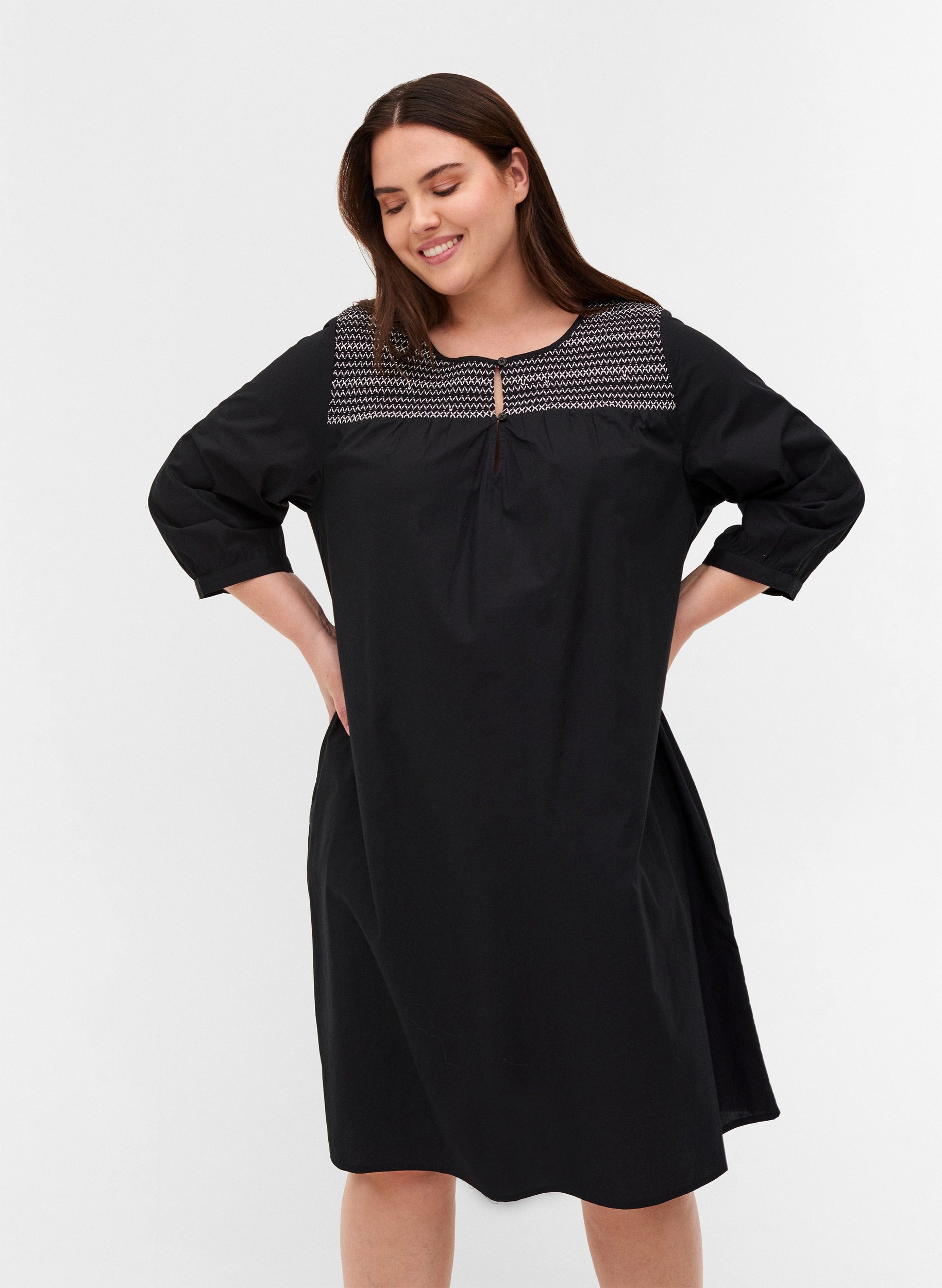 plain black cotton dress