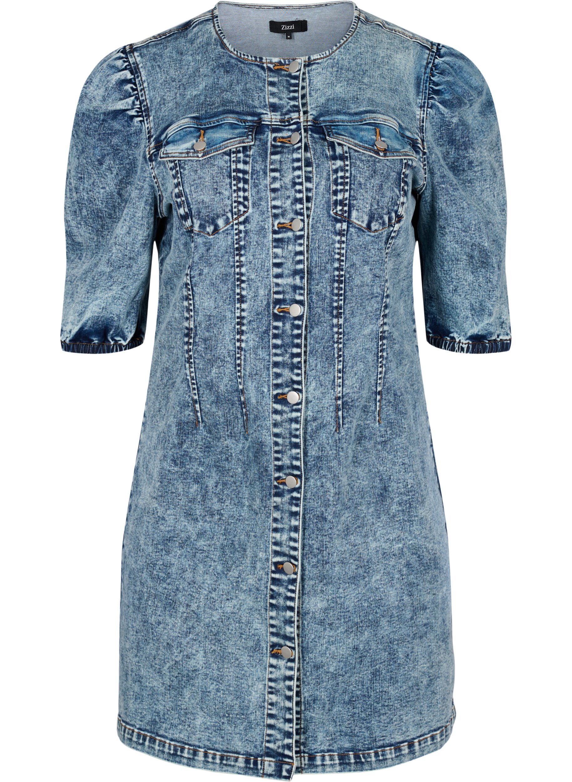 topshop puff sleeve denim dress