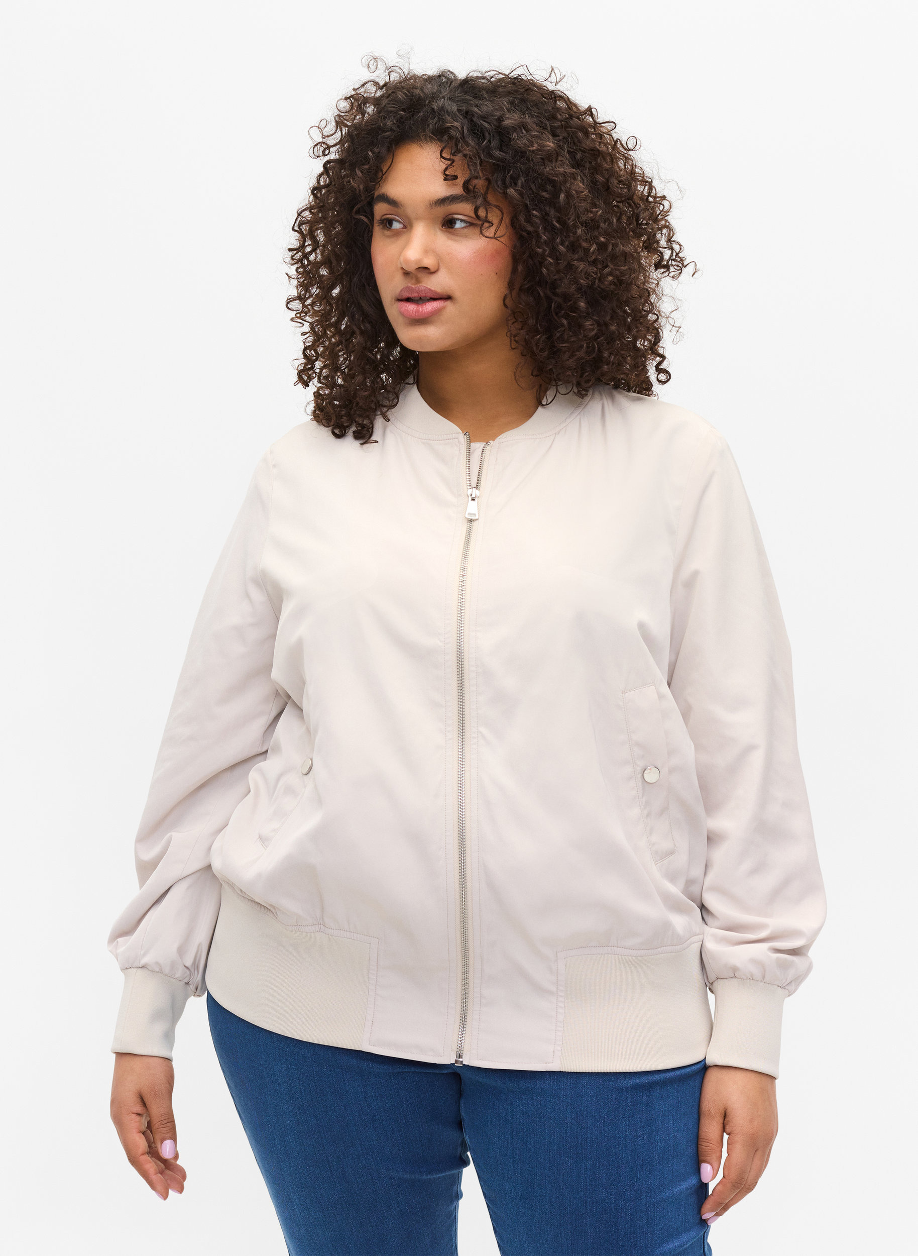 beige satin bomber jacket