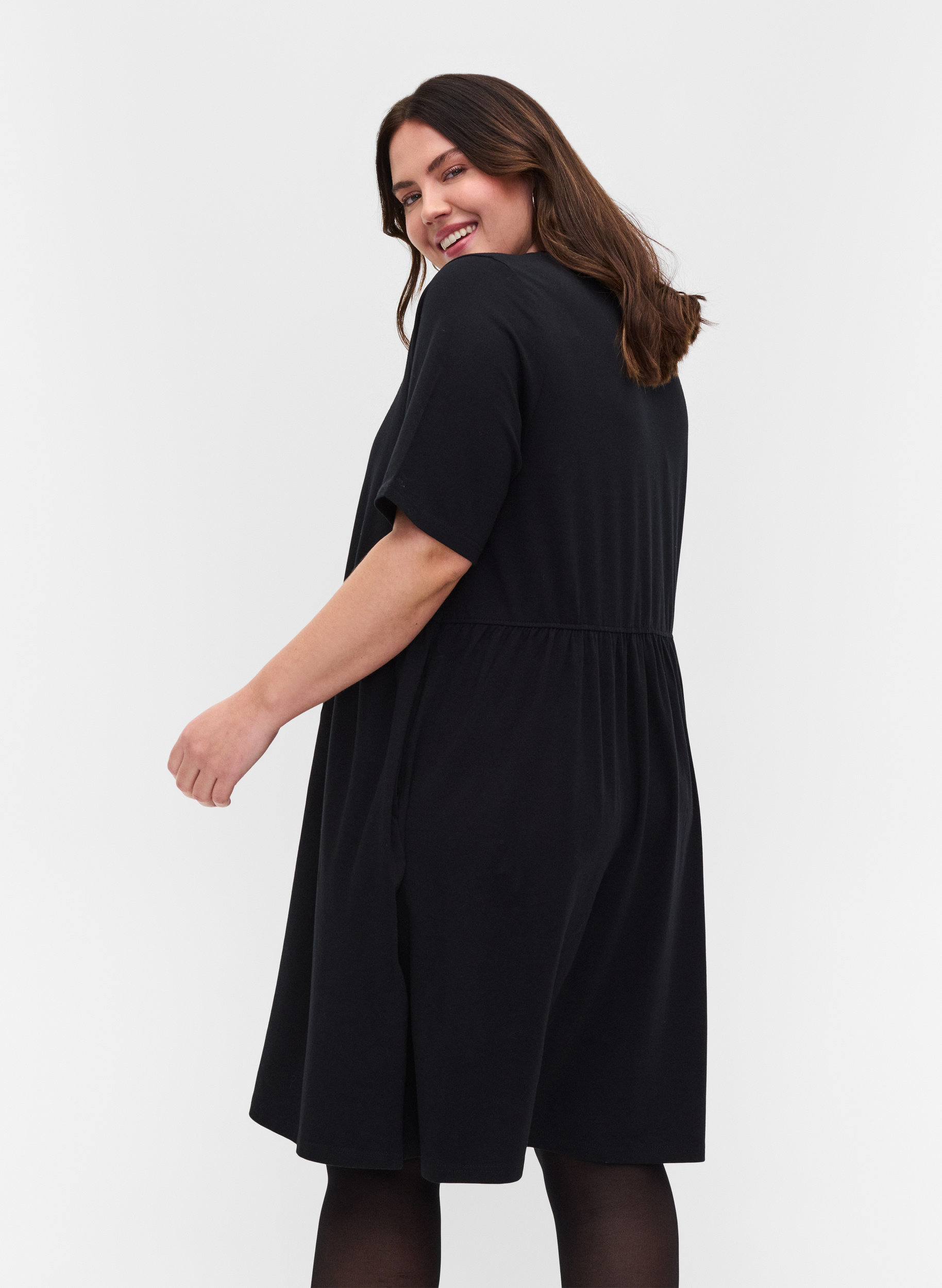 black cotton short sleeve dress