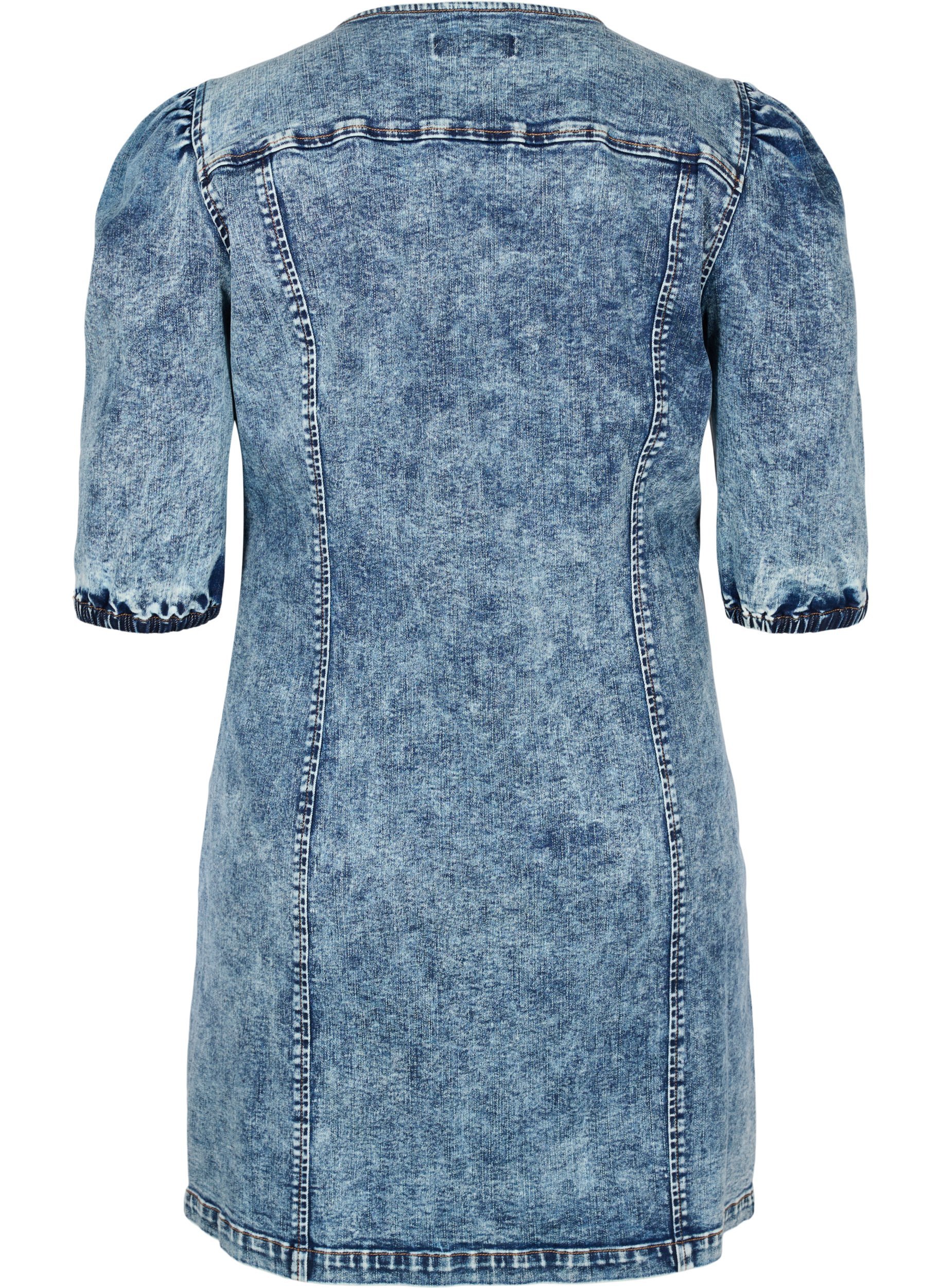 topshop puff sleeve denim dress