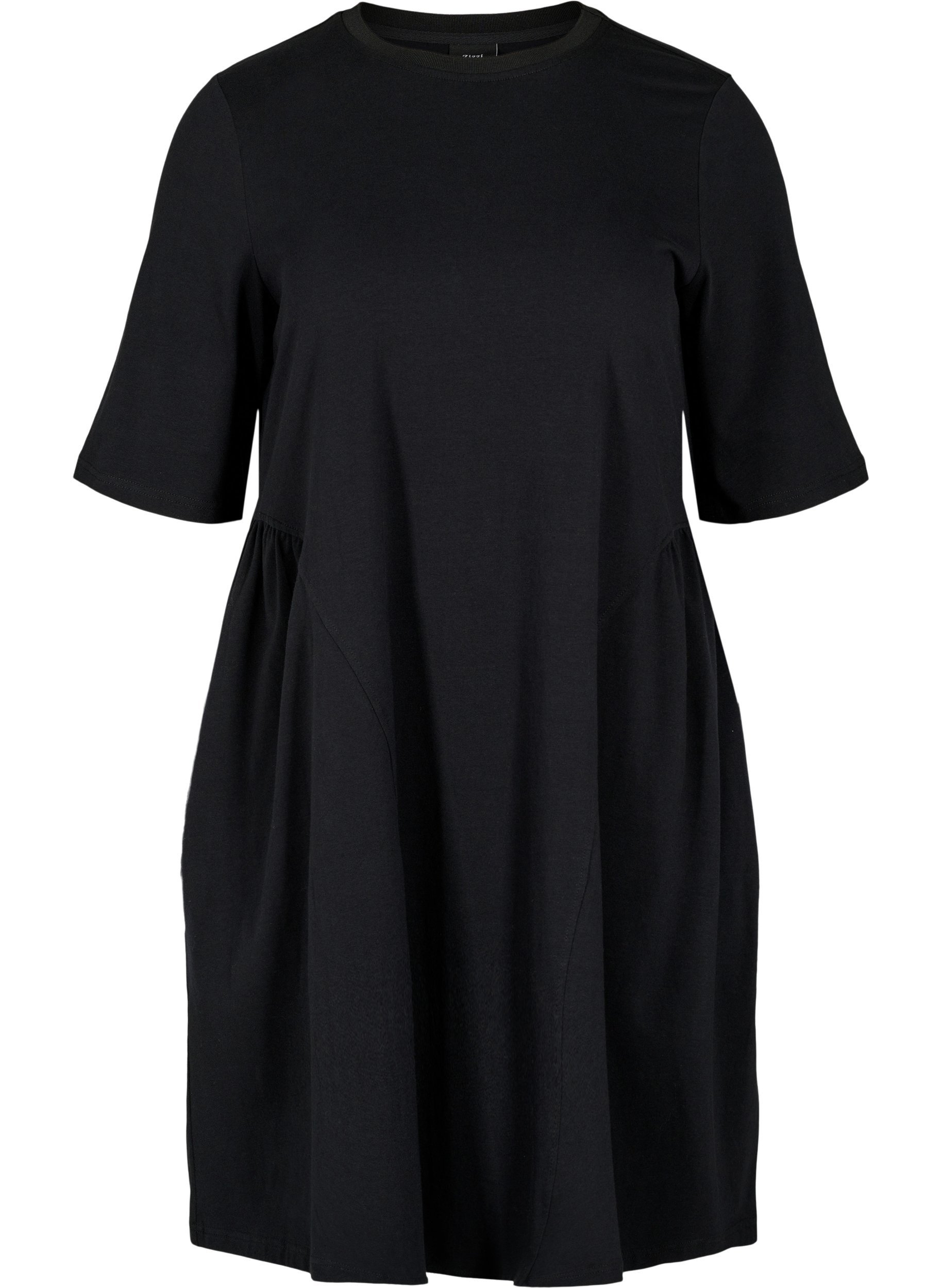 black cotton short sleeve dress