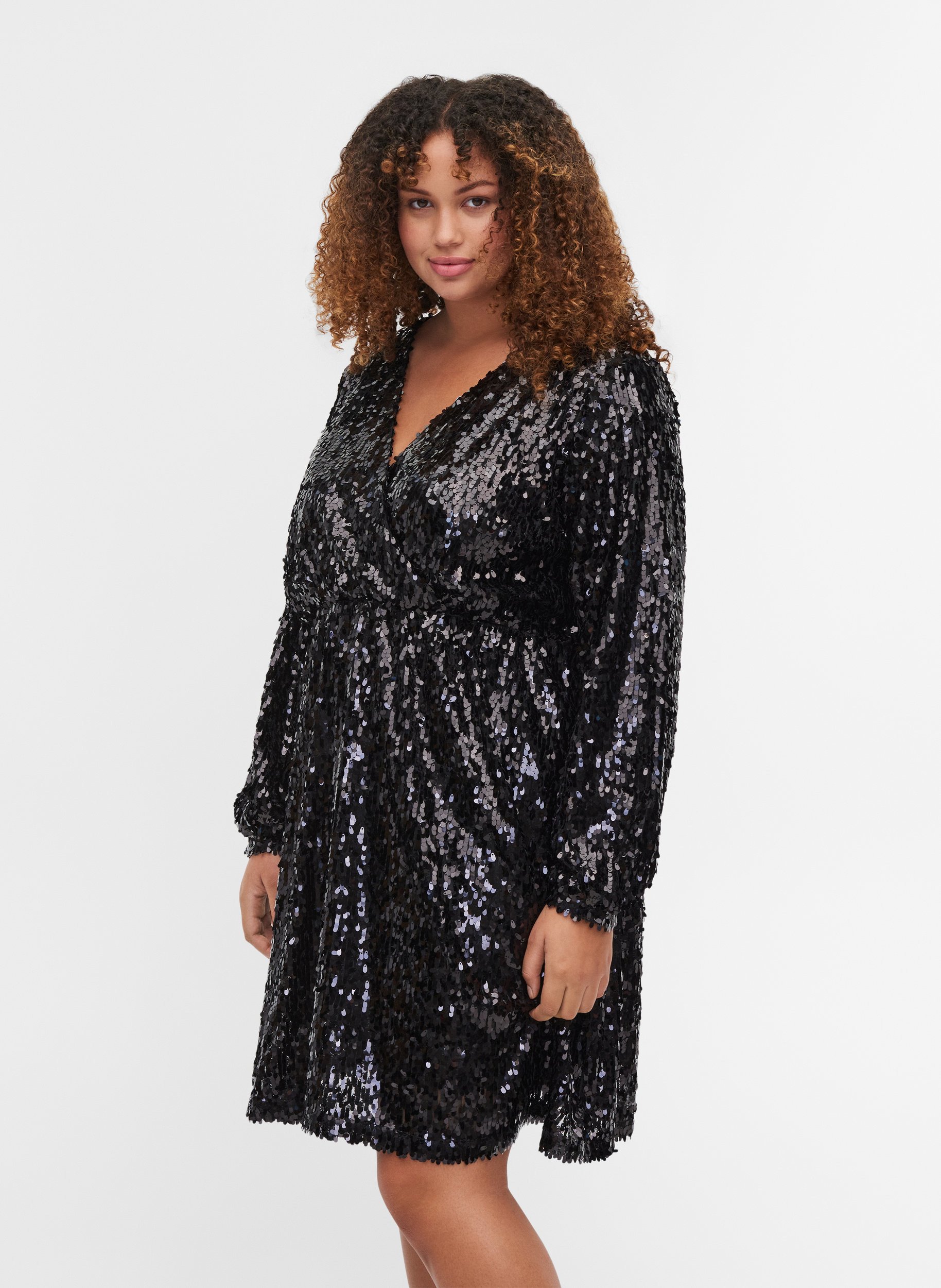 Black Sequin Wrap Dress Plus Size Dresses Images 2022 2497