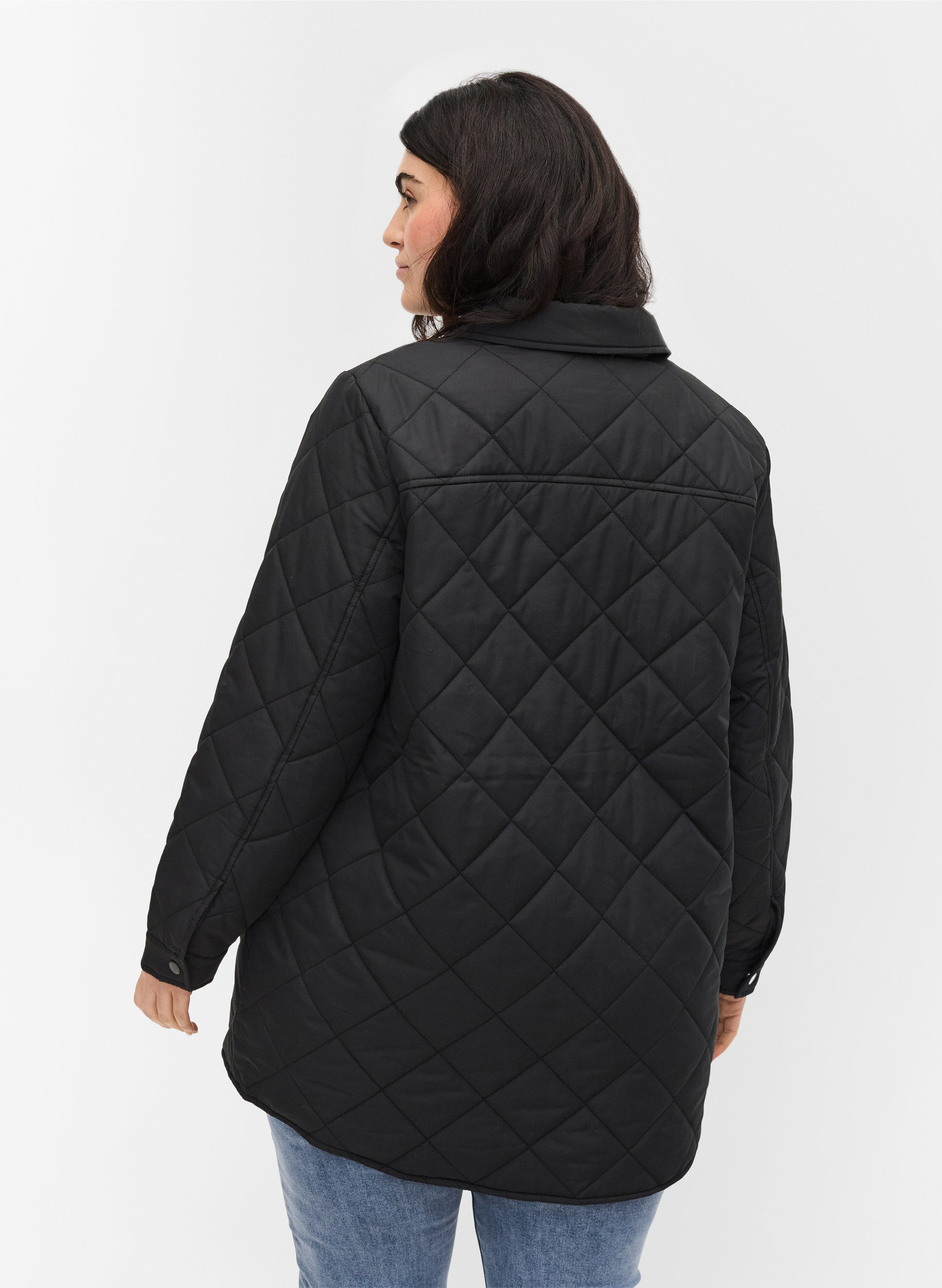 plus size black quilted jacket